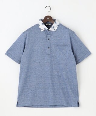 JOSEPH ABBOUD 【キングサイズ・リネン素材/清涼感/吸水速乾】リネン天竺 ポロシャツ サックスブルー系