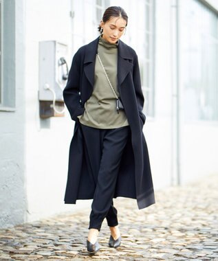 ICB 【洗える】リバーストレッチジャージー ハイネックプルオーバー アッシュカーキ系