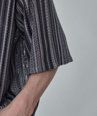 WEGO ストライプメッシュBIGシャツ（SS） ブラック中濃色