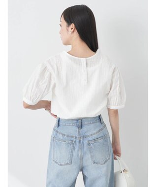 earth music&ecology 刺繍パフスリーブブラウス Off White