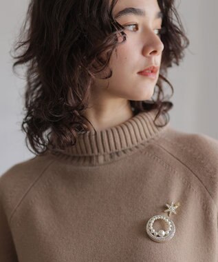 組曲 S ウールカシミヤミックス ロールネックニット ベージュ系