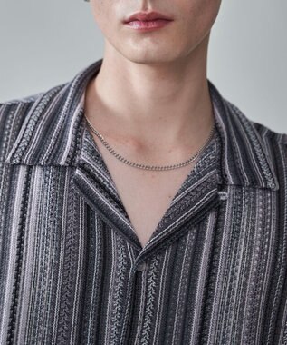 WEGO ストライプメッシュBIGシャツ（SS） ブラック中濃色