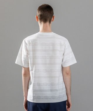 JOSEPH HOMME 新柄【ストレッチ/洗える】ジャガードボーダー　クルーネックTシャツ ホワイト系
