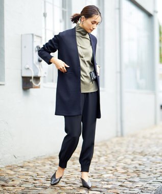 ICB 【洗える】リバーストレッチジャージー ハイネックプルオーバー アッシュカーキ系