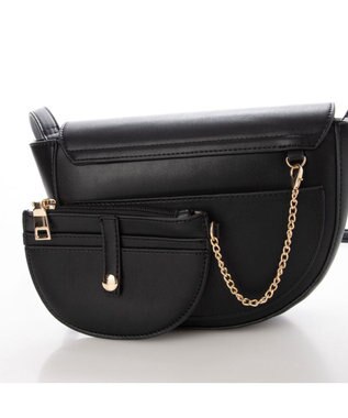 UNBILLION cachecache 財布ポーチ付きハーフムーンショルダーバッグ ブラック