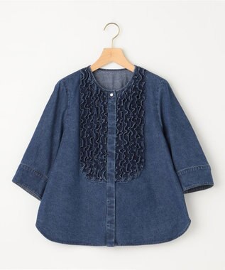 組曲 S 【WEB限定】フロントフリル デニムブラウス ユーズドブルー系