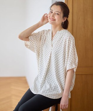 ANY タックスリーブブラウス ドット