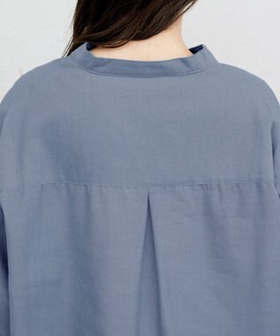 Tiaclasse 【洗える】リネンミックススキッパーシャツワンピース サックス