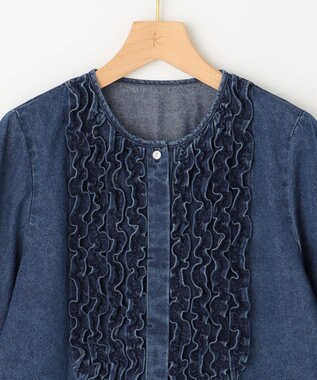 組曲 S 【WEB限定】フロントフリル デニムブラウス ユーズドブルー系