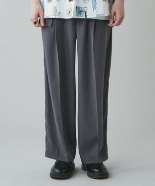 WEGO トロミ　ベルト付きワイドスラックス ダークグレー
