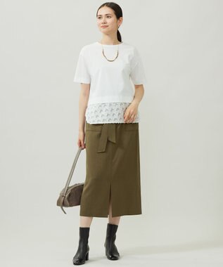 自由区 S セルロースコットンチノ スカート ダークオリーブ