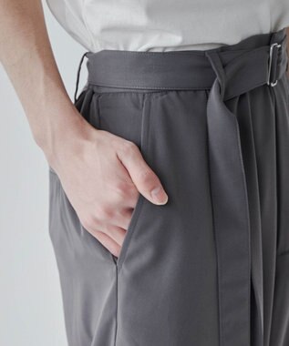 WEGO トロミ　ベルト付きワイドスラックス ダークグレー