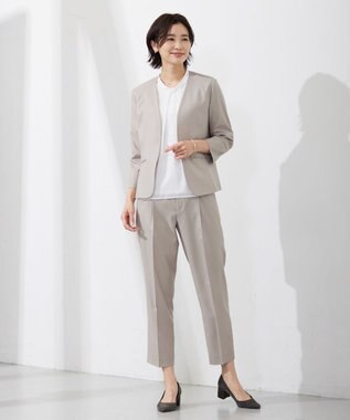 J.PRESS LADIES 【セットアップ対応・洗える・UVケア・速乾】 OXIJEWELストレッチ テーパード パンツ ベージュ系