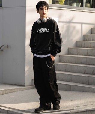 WEGO 【ユニセックス着用ITEM】ショートカラーステッチサガラロゴプルオーバー ブラック