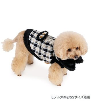 PET PARADISE スヌーピー 黒ツイード ベスト 小型犬 ブラック×ホワイト