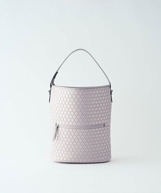 MIYABIYA LAQUOH【撥水加工】篭目柄エンボスボンディング バケツ型2WAYショルダー ライトグレー
