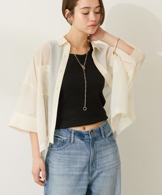 AMERICAN HOLIC Wポケットシアー半袖シャツ Ivory