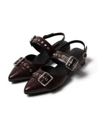 WEGO ハトメベルトポインテッドシューズ ブラウン