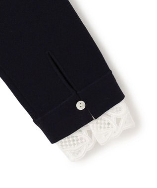 23区 S 【洗える/吊り干しOK】ヴィスコースストレッチ レース襟 ワンピース ネイビー系