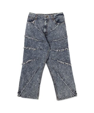 WEGO ダーツフリンジデニムパンツ デニム淡加工色