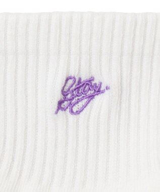 WEGO カラーロゴ刺繍アンクルパイルソックス ホワイト