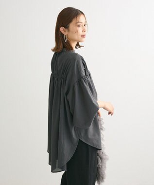 Green Parks シャーリングボリュームチュニック Charcoal Gray