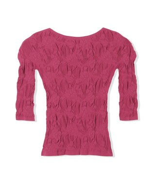 Chacott 【ノーソーイングニット】シアーレースボートネックトップ ガーネット