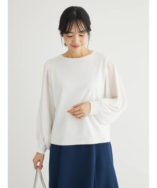 Green Parks プリーツ袖ニットプルオーバー Off White