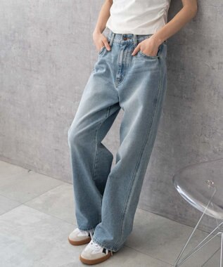 WEGO 【新色追加/美脚/XSSMLサイズ展開】ストレートデニムパンツ デニム淡色