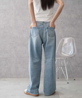 WEGO 【新色追加/美脚/XSSMLサイズ展開】ストレートデニムパンツ デニム淡色