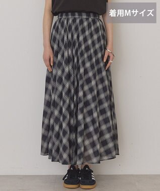 AMERICAN HOLIC 【選べる丈】チェックシアープリーツスカート Charcoal Gray