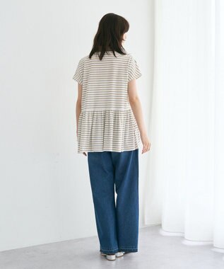 YECCA VECCA アシメボーダーポロシャツ Off White