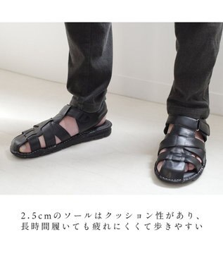 Pointer 本革カジュアルサンダル メンズ ブラック