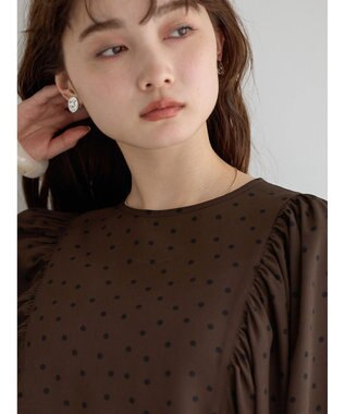 AMERICAN HOLIC ギャザースリーブドットブラウス Brown