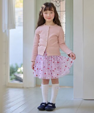 ANY KIDS スナップボタン フレンチ カーディガン ピンク