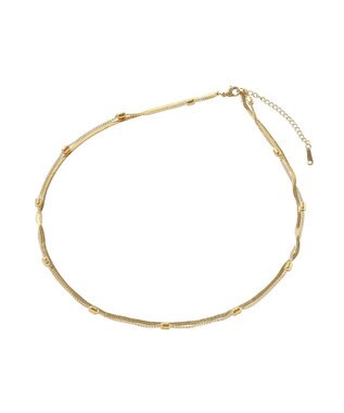 Green Parks 【ステンレス】スネーク２連ネックレス Gold