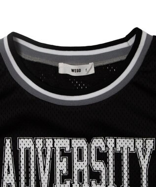 WEGO ロゴプリントメッシュタンク ブラック