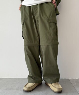 WEGO 【セットアップ対応ITEM】2WAYリップストップカーゴパンツ カーキ