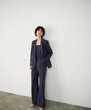 GRACE CONTINENTAL 麻調バックギャザージャケット グレー