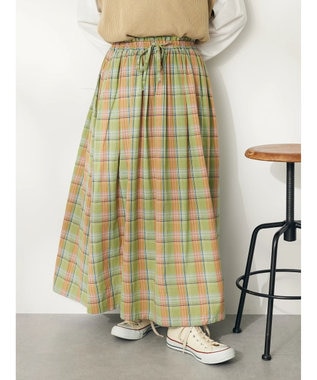 CRAFT STANDARD BOUTIQUE チェックギャザーロングスカート Light Green