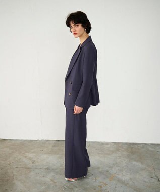 GRACE CONTINENTAL 麻調バックギャザージャケット グレー