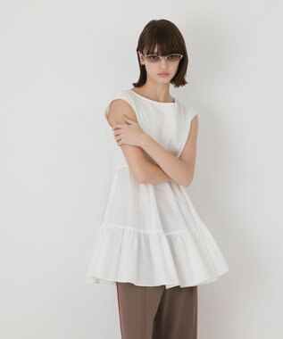 GRACE CONTINENTAL フレア切替カットトップ ホワイト
