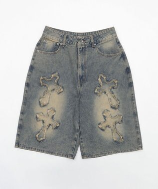 WEGO スーパーバギーフリンジデニムショーツ 柄4