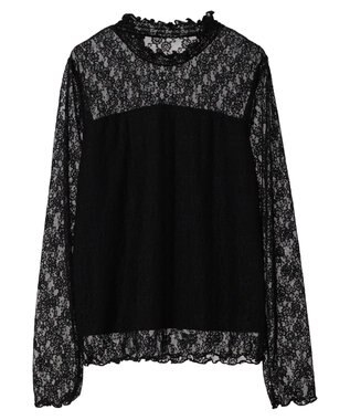 earth music&ecology レースドッキングプルオーバー Black