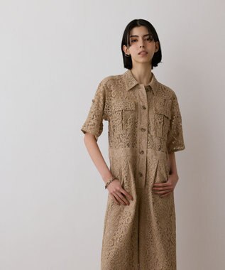 GRACE CONTINENTAL コードレースジャンプスーツ ベージュ