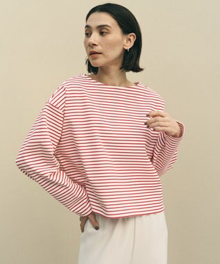 UNFILO ドライタッチリブ バックZIP ボーダートップス