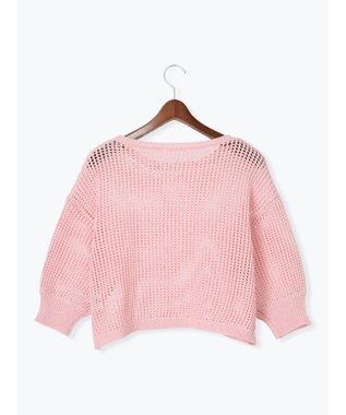 Te chichi スパンコールメッシュハーフスリーブニット《2025Autumn catalog item》 ピンク