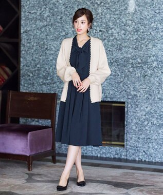 Tiaclasse 【洗える】パール付きパフスリーブカーディガン アイボリー