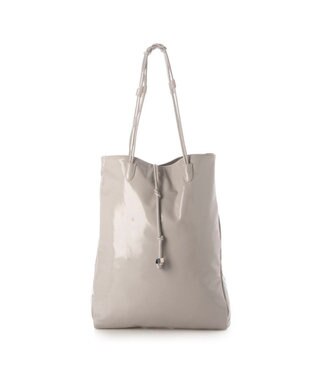 UNBILLION カシュカシュ cachecache / エナメル調結びハンドルA4サイズトート ライトグレー