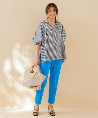 UNFILO 【洗える】イージーケア ボリュームスリーブブラウス ブラック系